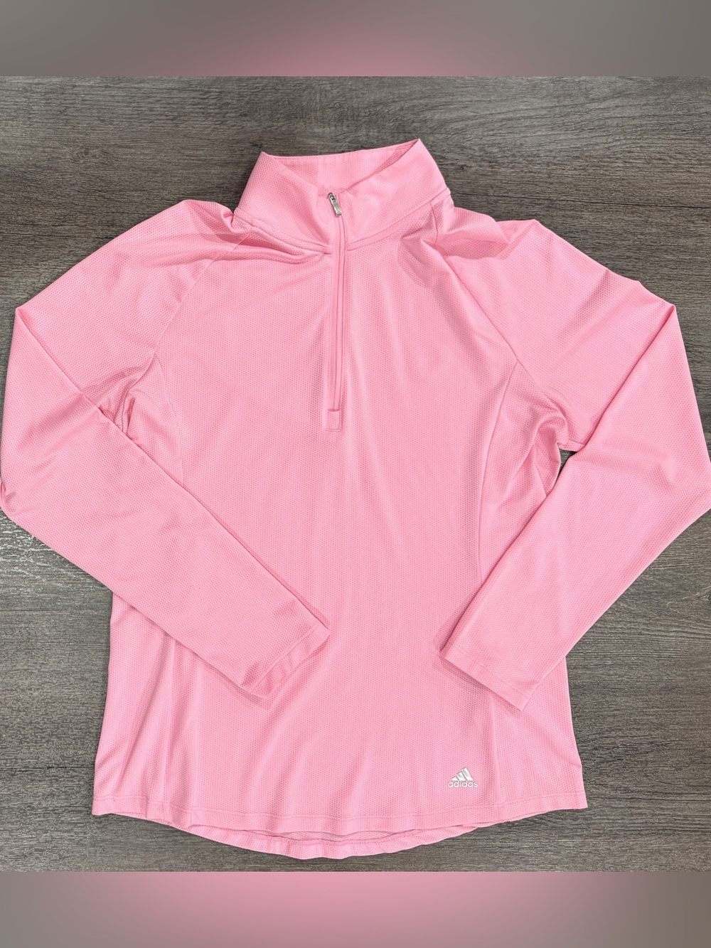 Adidas Womens Medium 1/4 Zip UPF 50 Shirt Pullover Light Pink Golf Tennis